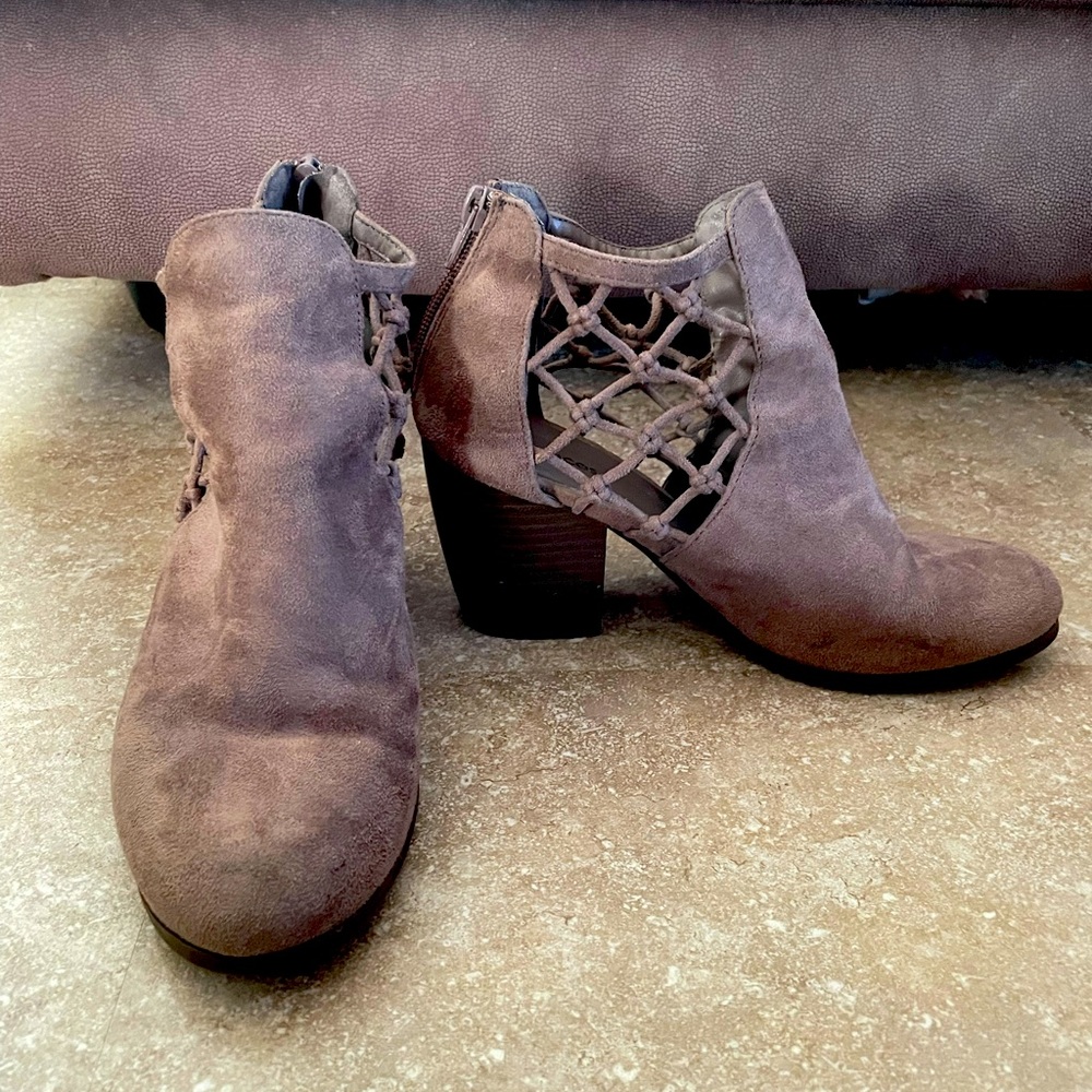 Maurices Taupe Stylish Suede Booties (7 1/2)
